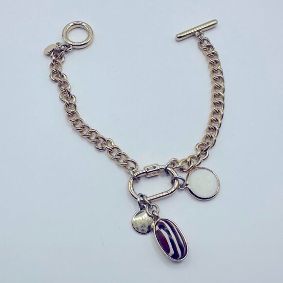 LOFT  Chain Link Toggle Bracelet Safari Charm Gold tone Minimalist Jewelry - Picture 1 of 6